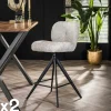 Tabouret de bar pivotant en bouclette grise (lot de 2) GALWAY