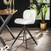 Tabouret de bar pivotant en bouclette blanche (lot de 2) GALWAY
