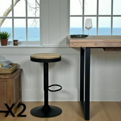 Tabouret de bar réglable métal blanc (lot de 2) LEEDS