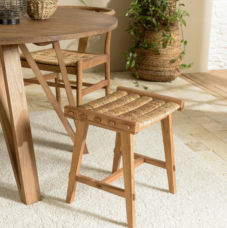 Tabouret en chanvre naturel et bois recyclé SWING