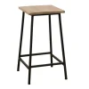 Tabouret en Hévéa recyclé naturel et métal 40x40x60cm LOFT