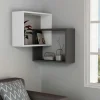 Étagère d'angle blanc & gris - 2 cubes imbriqués MARFA