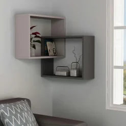 Étagère d'angle blanche design - 2 cubes imbriqués MARFA