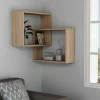 Étagère d'angle design effet bois - 2 cubes imbriqués MARFA