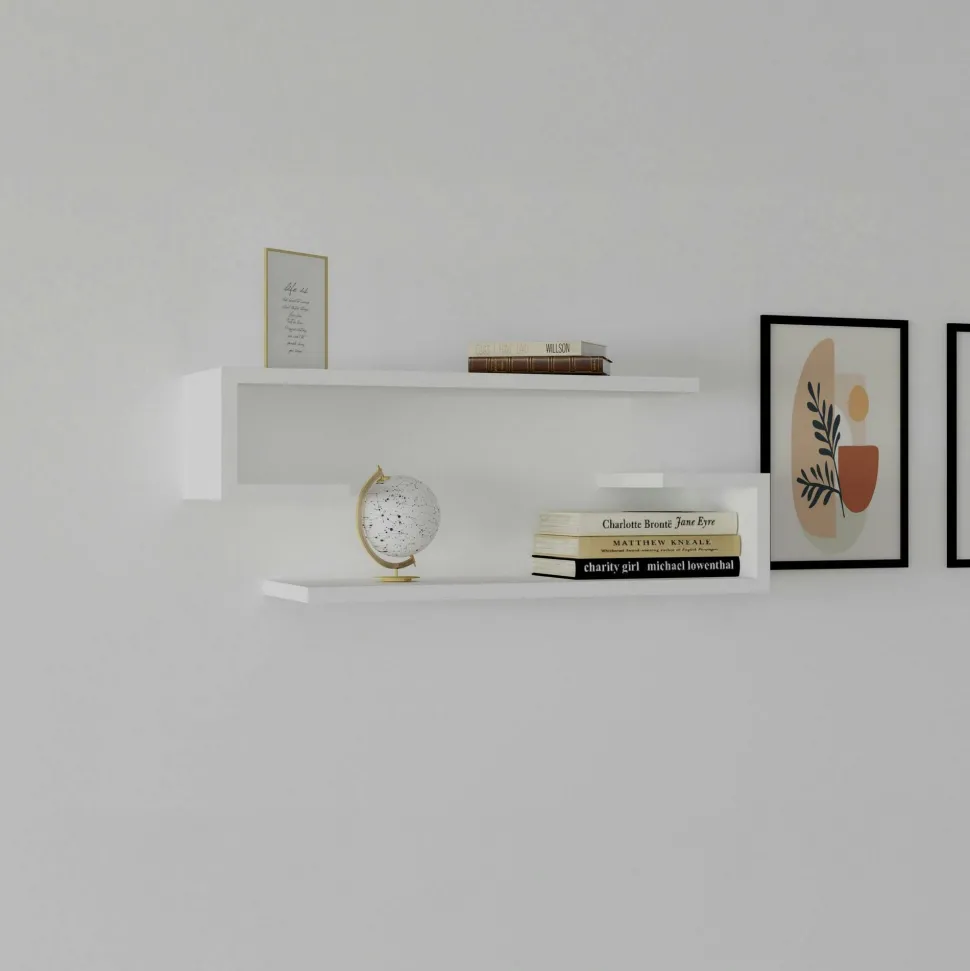 Étagère murale blanche avec retour (lot de 2) MARFA