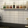 Étagère murale cuisine - bois clair, supports dorés AVIALA