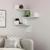 Étagère murale d’angle blanche– moderne, 3 tablettes MARFA