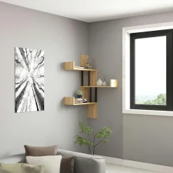 Étagère murale d’angle blanche - design, 3 plateaux JENA