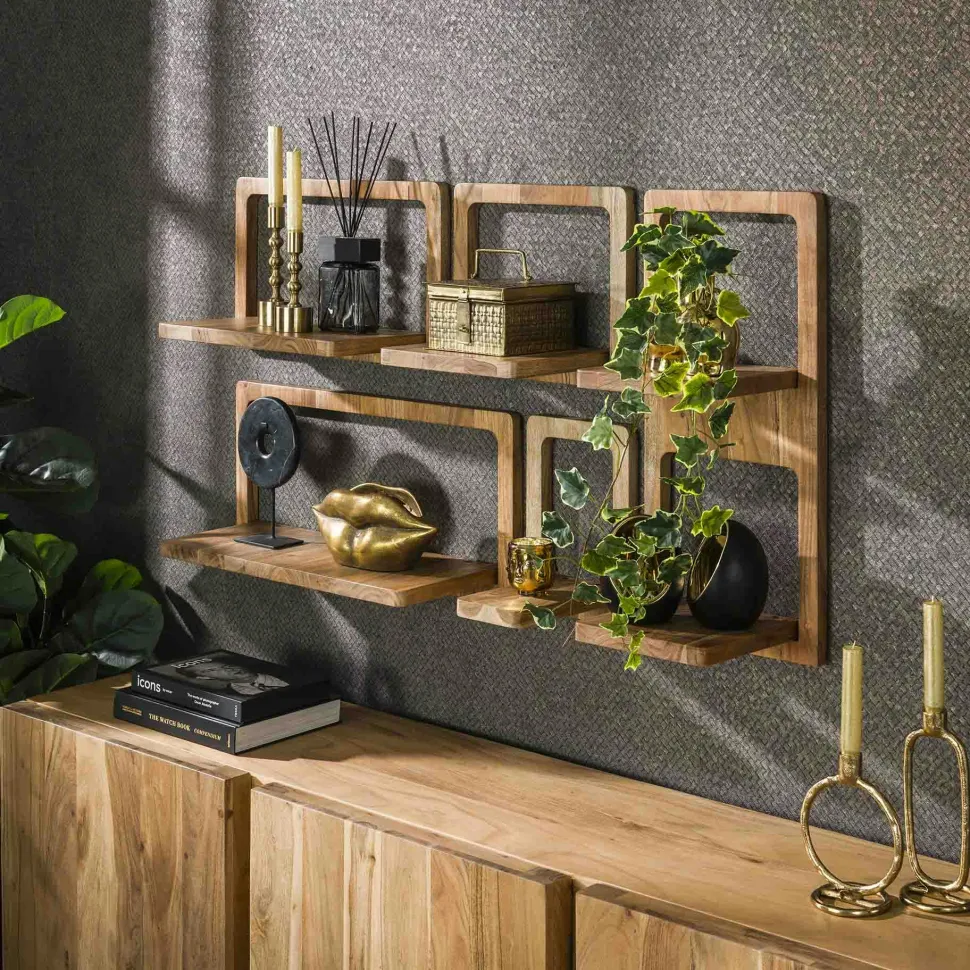 Étagère murale d’angle effet bois clair - 3 tablettes MARFA