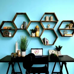 Étagère murale décorative - forme hexagonale, lot de 6 AVIALA