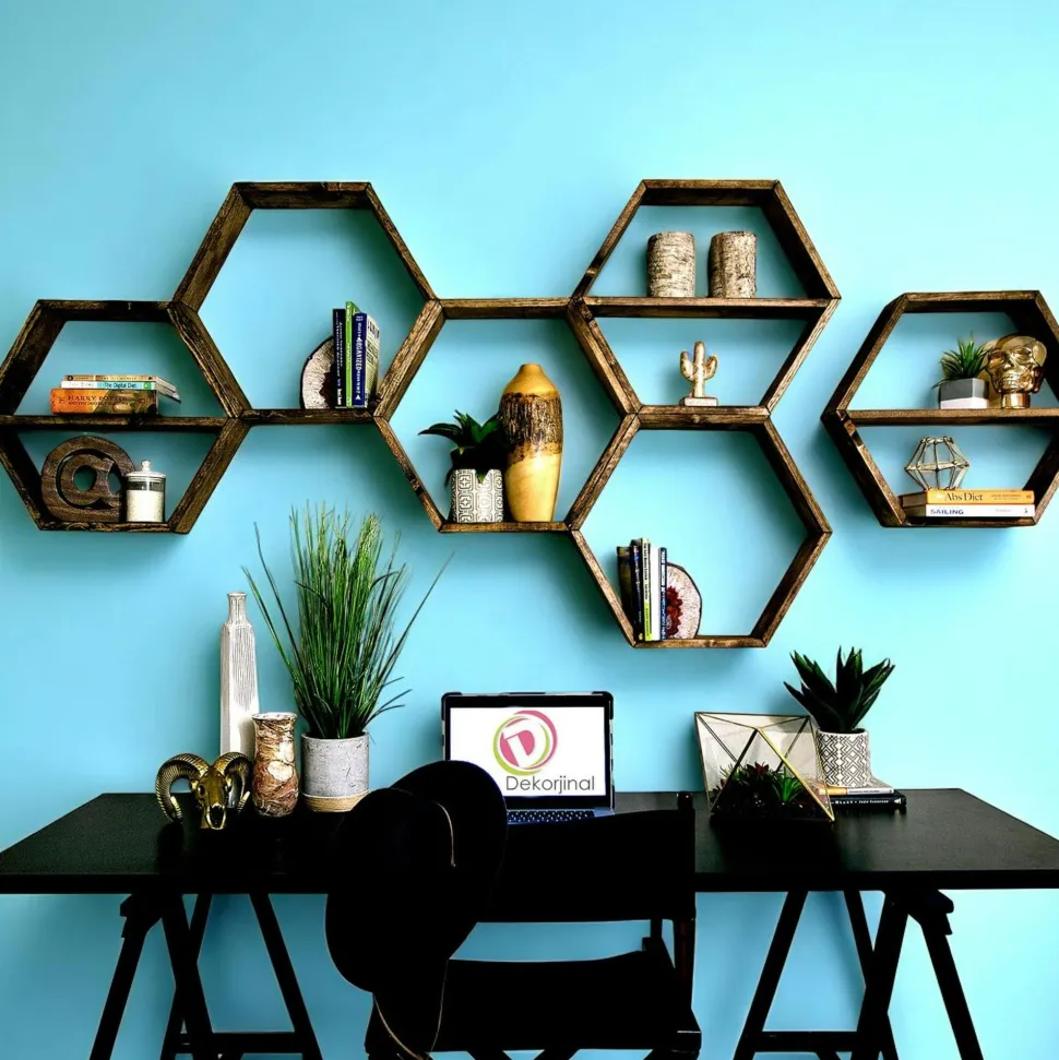 Étagère murale décorative - forme hexagonale, lot de 6 AVIALA