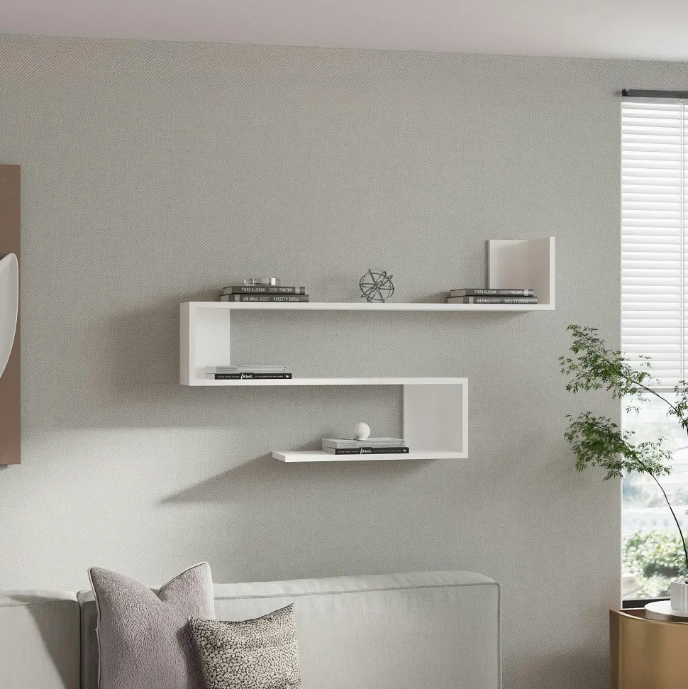 Étagère murale design blanche silhouette zigzag MARFA