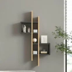 Étagère murale design effet bois clair en zigzag MARFA