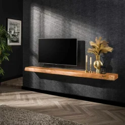 Étagère murale en bois d'acacia épais 2 m MELBOURNE