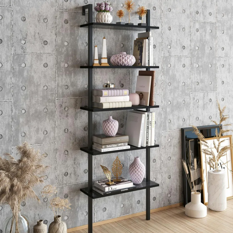 Étagère murale moderne blanche 5 plateaux H. 174 cm JENA