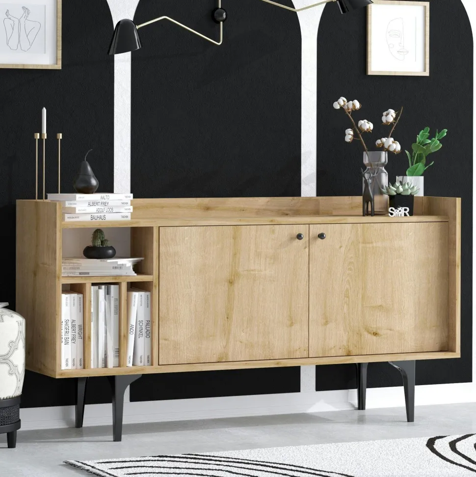 Étagère murale moderne effet bois clair - 6 niveaux UMEA