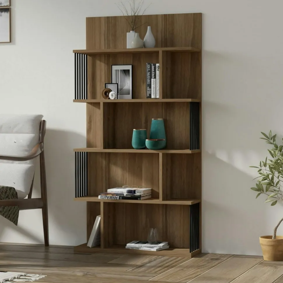 Étagère murale moderne effet bois clair - 6 niveaux UMEA