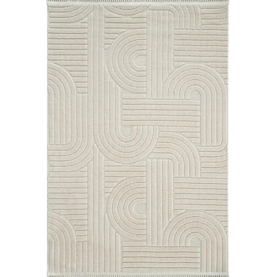 Tapis beige – motif art déco en relief, 120x180 cm ISTANBUL