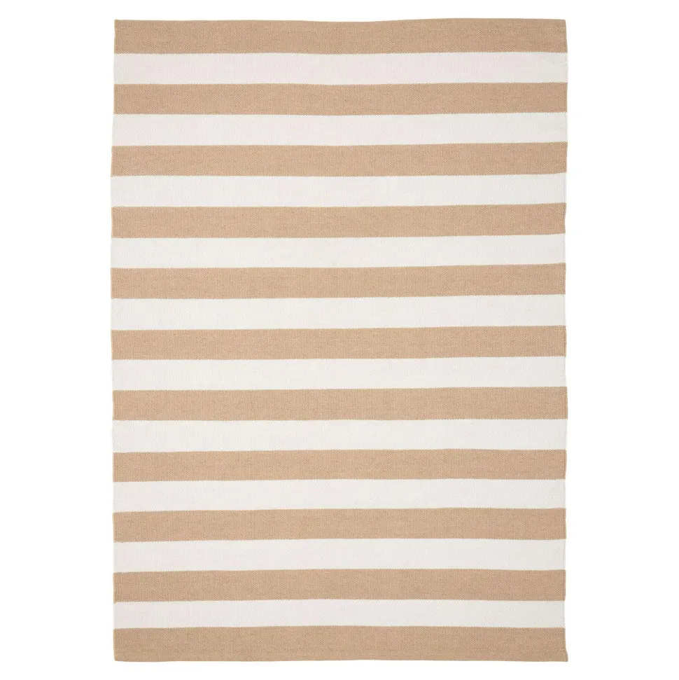 Tapis d'extérieur écoresponsable - rayures beige/blanc MENDOZA