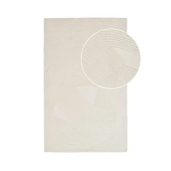 Tapis en laine blanc crème tufté main à motifs contemporains 160x230 cm FEZ