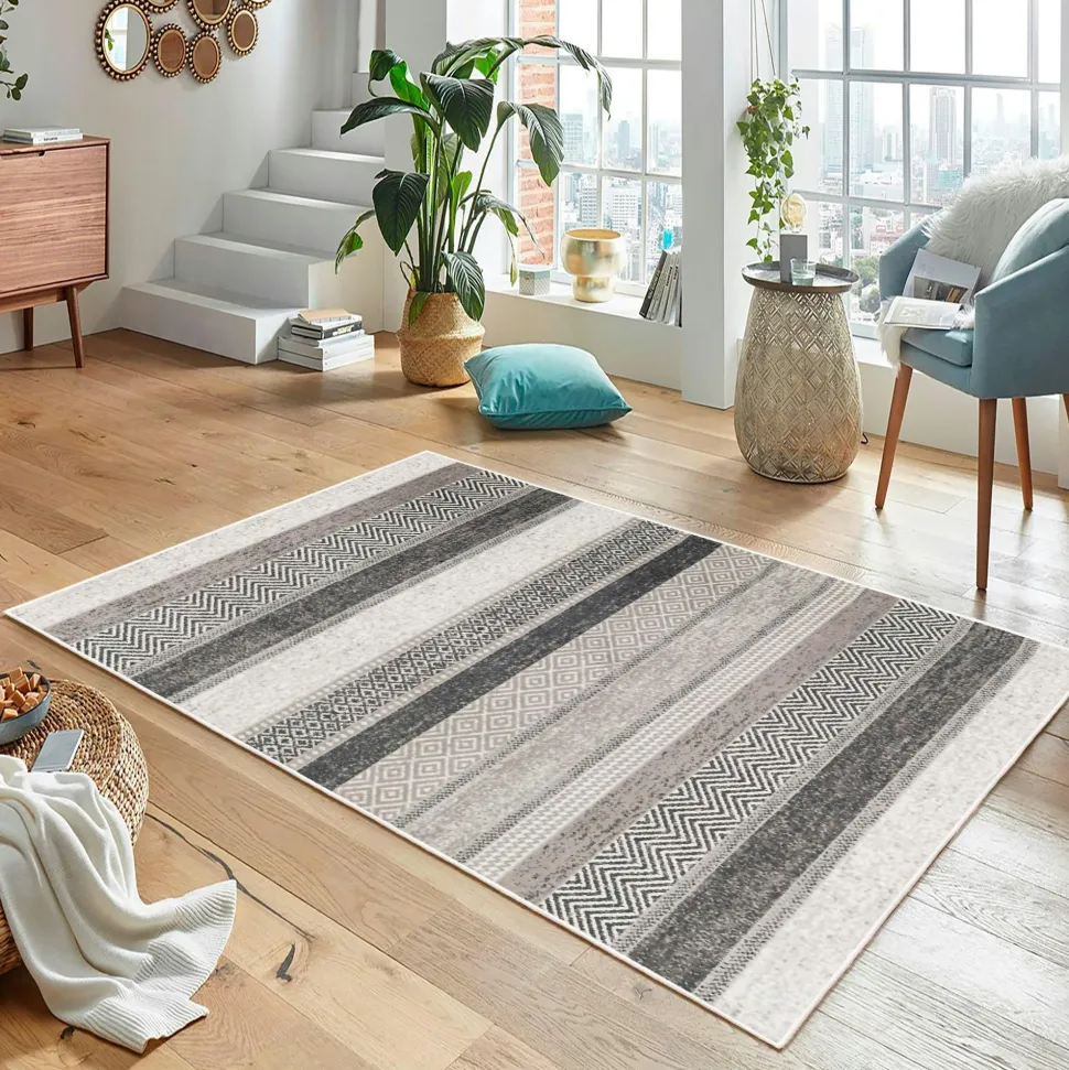 Tapis gris moderne – lignes stylisées, 160x230 cm ISTANBUL