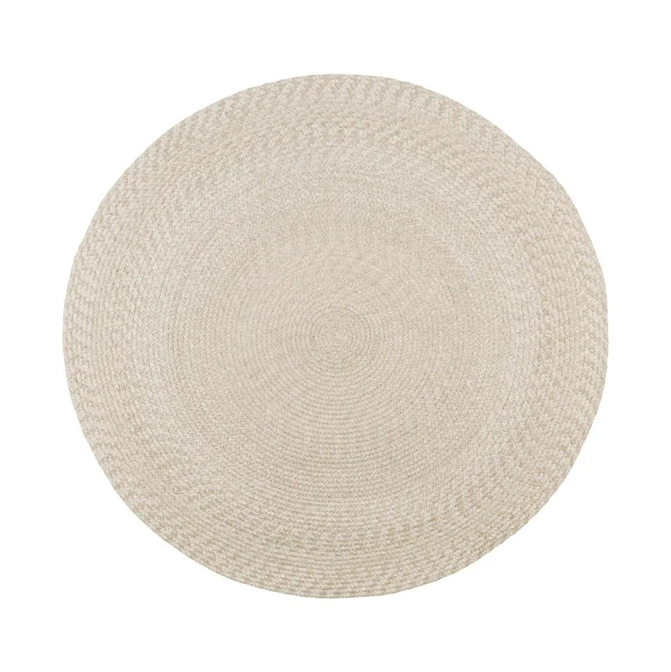 Tapis rond d’extérieur en plastique recyclé Ø120 cm - teinte sable MENDOZA