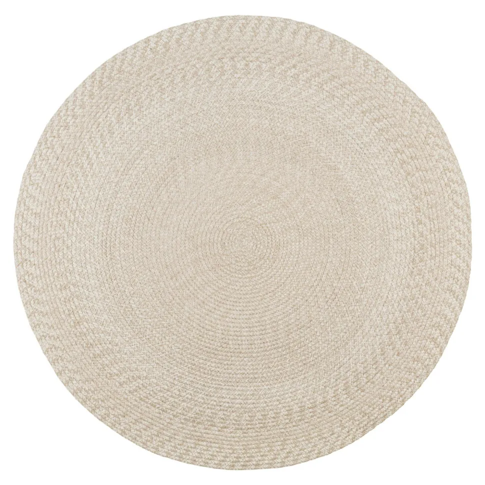 Tapis rond d’extérieur en plastique recyclé Ø120 cm - teinte sable MENDOZA