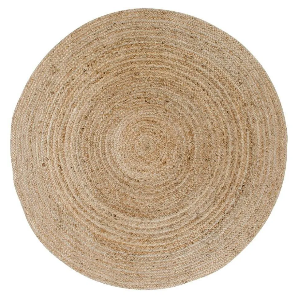 Tapis rond en jute tressée Ø150 cm - style bohème et nature FEZ