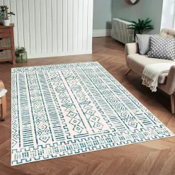 Tapis terracotta – motifs carrés, 120x180 cm ISTANBUL