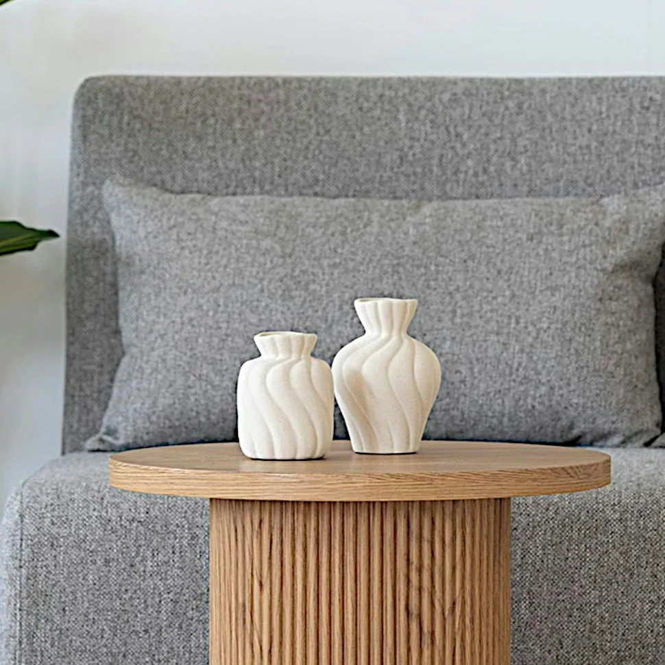 Vase corolle en céramique blanche (ensemble de 2)