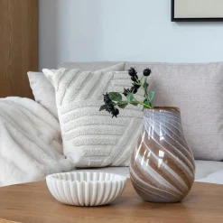 Vase décoratif marron et blanc en verre
