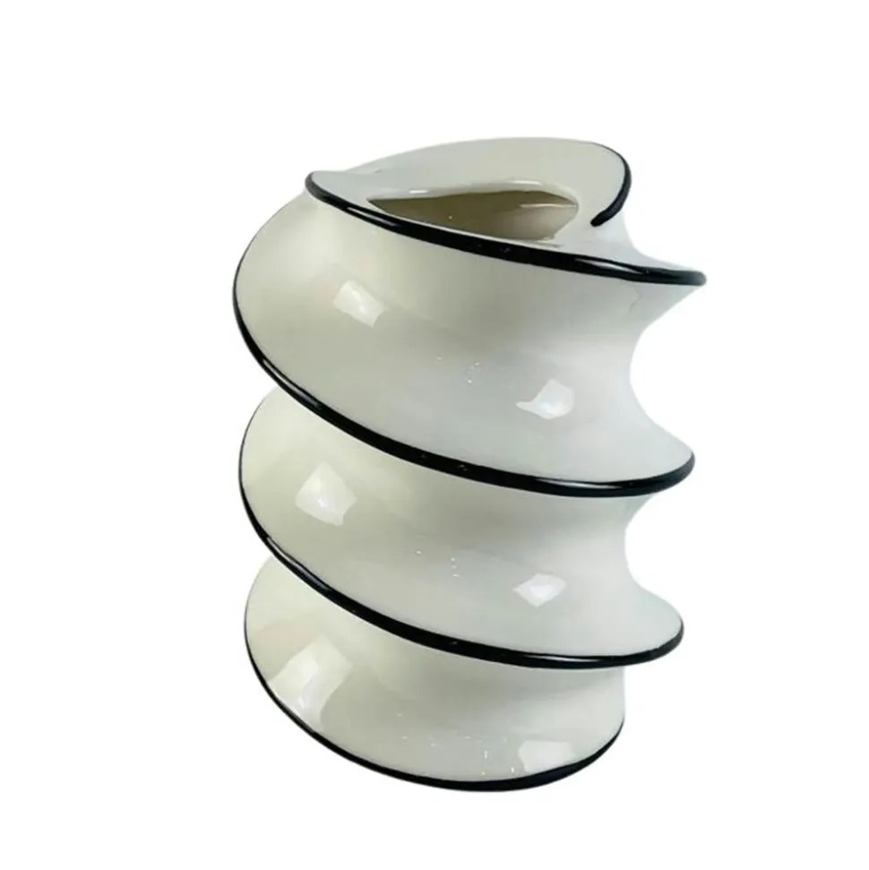 Vase spirale blanc et noir H18,5 cm