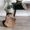 Vase verre soufflé et racine teck, artisanal H 50 cm ARIZONA