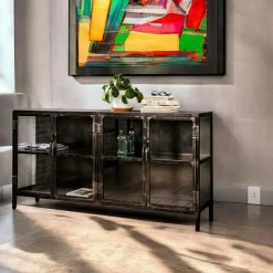 Vitrine industrielle métal verre ROADIES